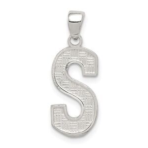 Sterling Silver, Sami Collection, Textured Block Initial S Pendant